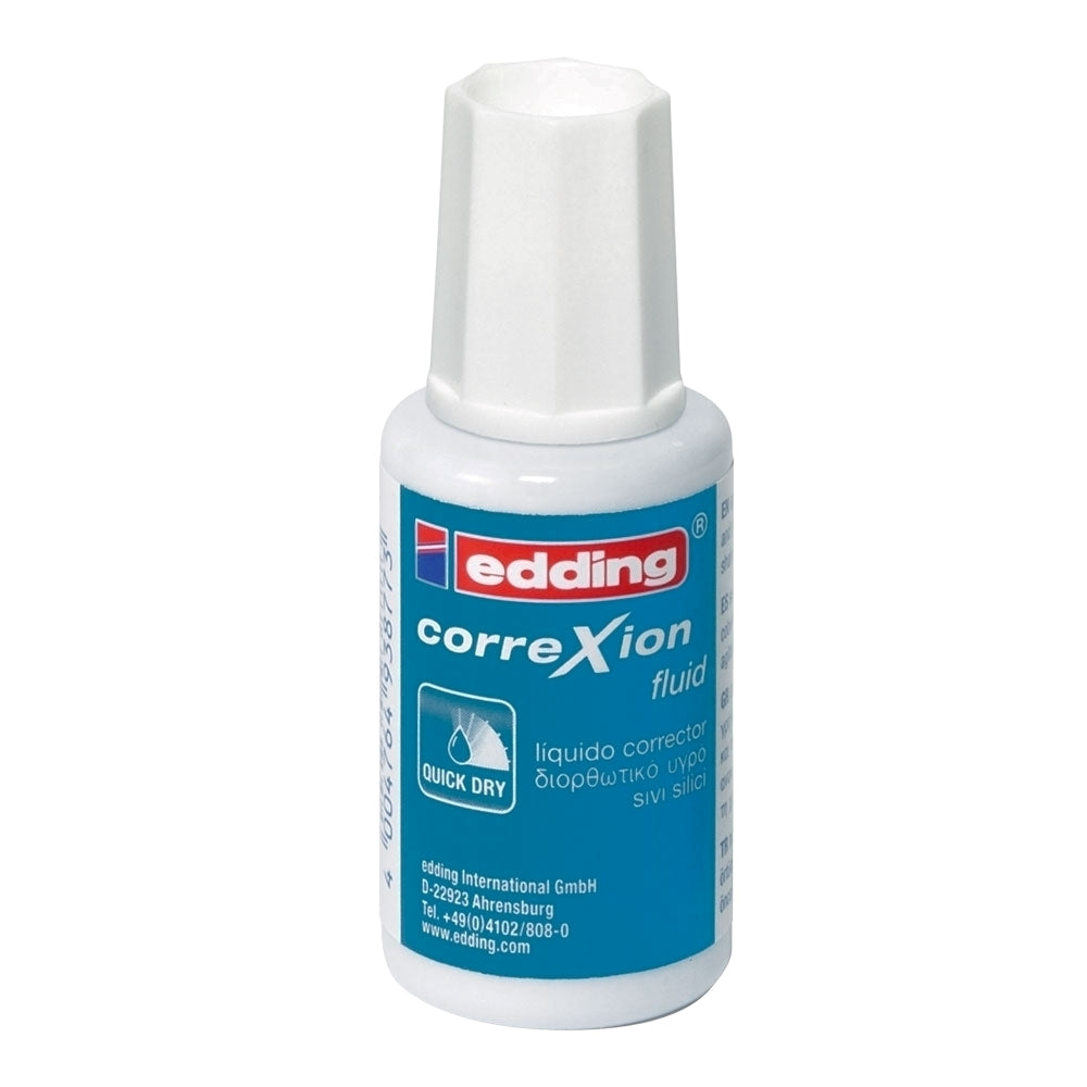 Fluid corector Edding, 20 ml, pe baza de solvent, aplicator cu pensula Fluid corector Edding, 20 ml, pe baza de solvent, aplicator cu pensula